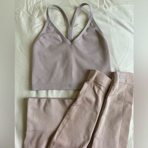 SET Active Bra + Leggings Sculptflex Ribbed Blush Pink Size S